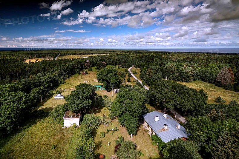 Panorama of Köpu with wooded landscape and scattered houses, Hiiumaa, Köpu, Estonia