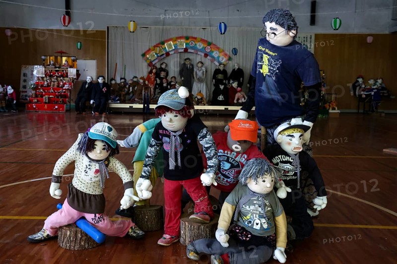 Group of rag dolls in a meeting hall in Nagoroshimo, Nagoroshimo, Japan