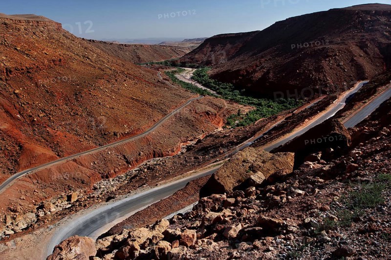 Serpentine-like road through the rocky landscape of the Ounilla Gorge