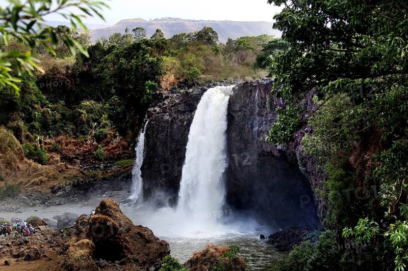 Mighty waterfall surrounded by lush vegetation, Tisissat, Ethiopia