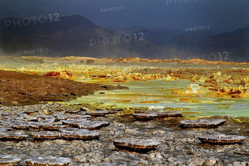 Colourful geothermal landscape in volcanic area, Dallol, Ethiopia