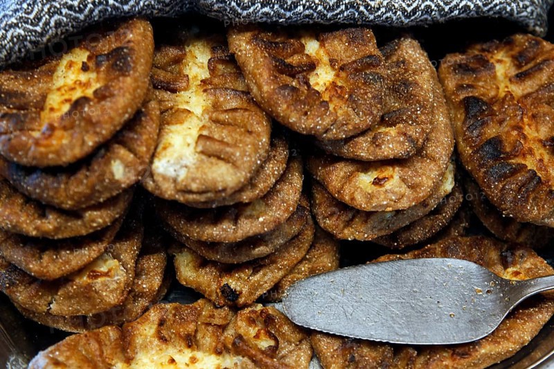 Karelian dumplings in Parppeinpirtti restaurant, Ilomantsi, freshly prepared and served, Ilomantsi, Finland