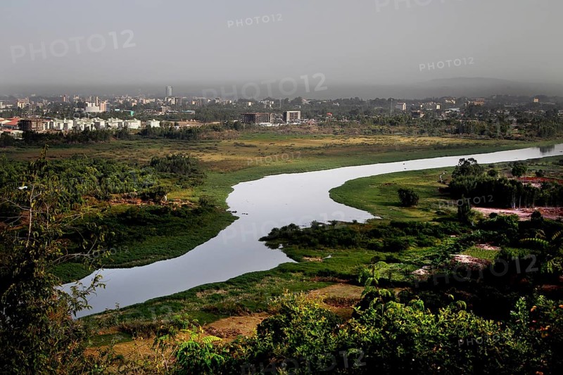 Panoramic view of Bahirdar and the Blue Nile from above, Bahirdar, Amhara, Ethiopia