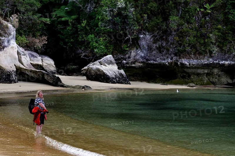 Picturesque corner of Anchorage Bay with calm waters and rock formations, zero