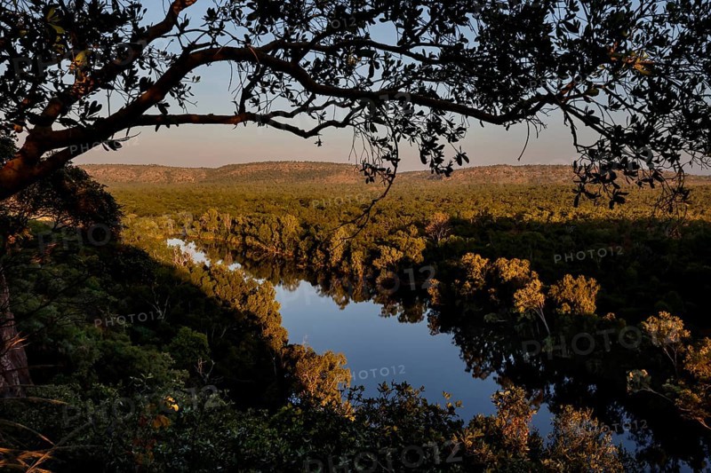 View of the river and surrounding nature in the evening light from Baruwai Lookout, Nitmiluk National Park, Northern Territory, Australia
