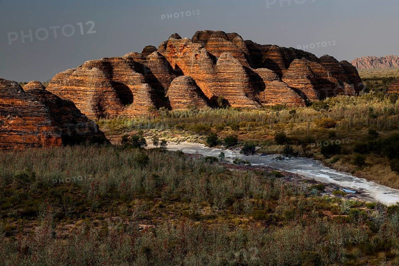 Impressive sandstone formations with distinctive stripes in Purnululu National Park, Bungle Bungle, Western Australia, Australia