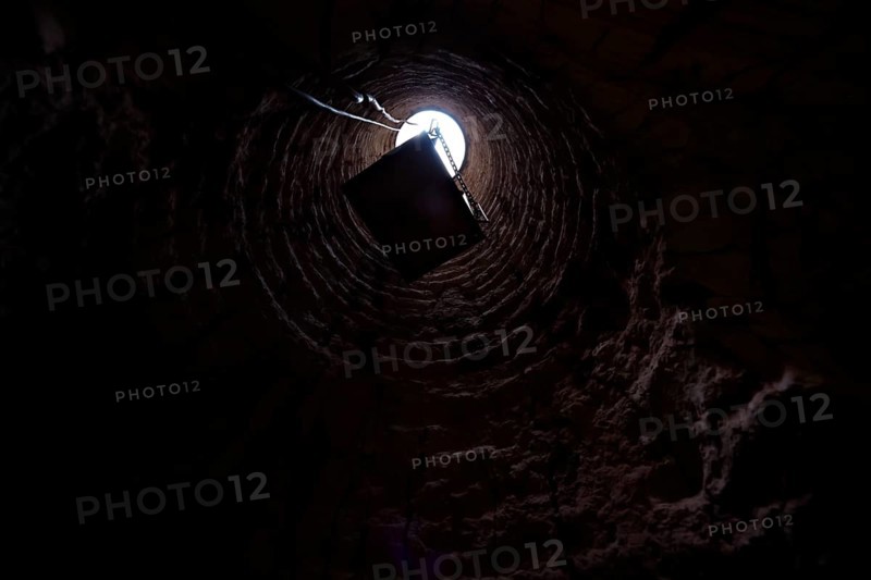 View from below of a mine shaft at Tom's Working Opal Mine in Coober Pedy, Coober Pedy, South Australia, Australia