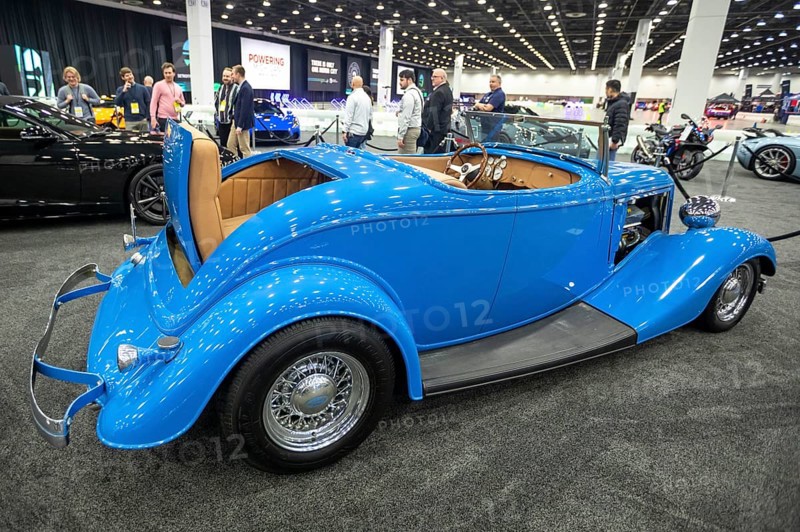 Detroit, Michigan USA - 14 January 2026 - A Ford 'Tool Time' roadster with a rumble seat on display in The Gallery, a section of ultra luxury and performance vehicles at the Detroit Auto Show