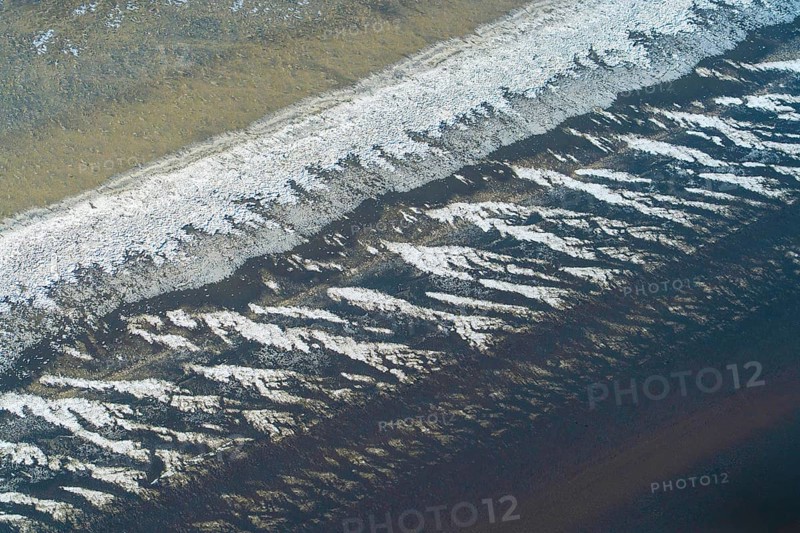 Flood, Elbe, low tide, snow, ice, beach, aerial view, Lower Saxony, Germany