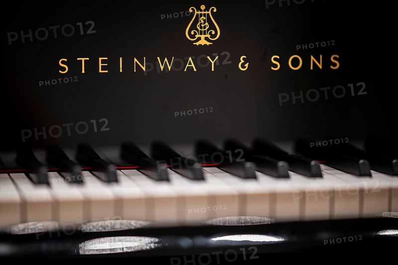 Lettering and keyboard, Steinway & Sons grand piano, Stuttgart, Baden-Württemberg, Germany