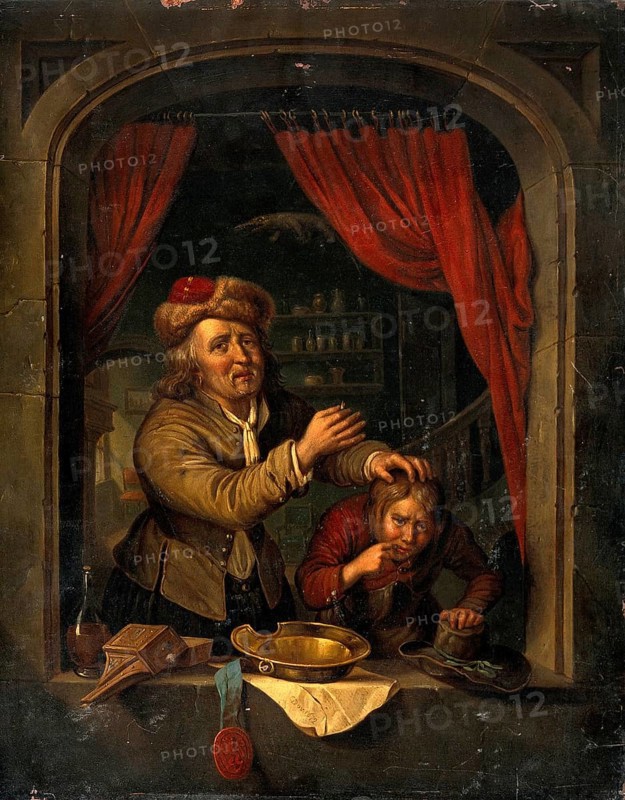 Zahnarzt, Zahnschmerzen, Ölgemälde, Gemälde, historisch 17.Jahrhundert, Medizin, Medizingeschichte