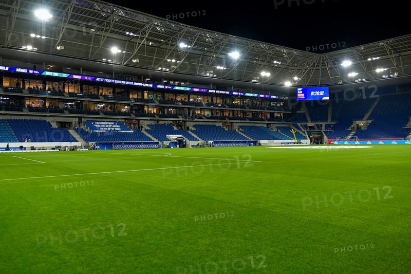 Overview, total, main stand, stadium interior, empty, PreZero Arena, Sinsheim, Baden-Württemberg, Germany