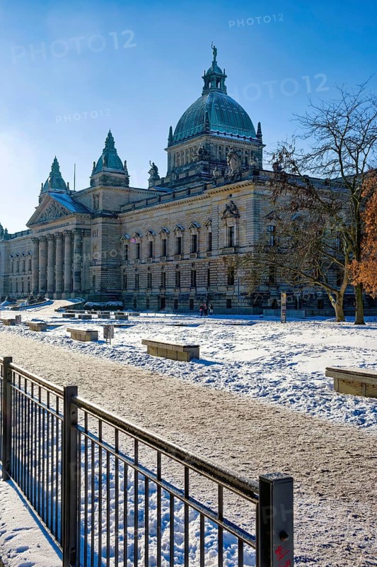Federal Administrative Court, former imperial court in winter with snow, Leipzig, Saxony, Germany