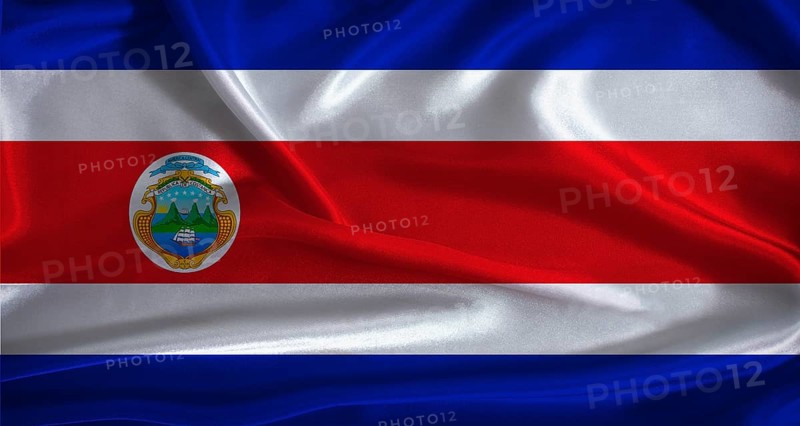 Costa Rica flag with cloth textured background. National flag of Costa Rica with realistic texture