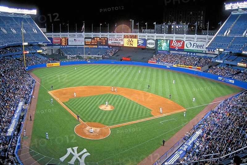 Baseball game in the historic Jankee Stadium, existed from 1923 to 2008, then demolished, Bronx, New York City, USA, historical recording from 1986