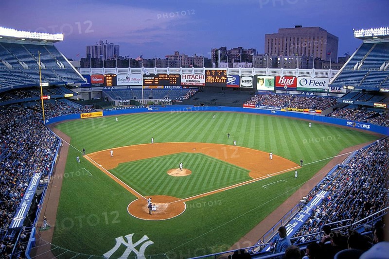 Base ball game in the historic Jankee Stadium, existed from 1923 to 2008, then demolished, Bronx, New York City, USA, historical recording from 1986