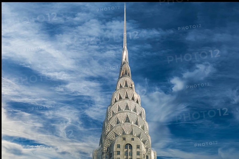 Chrysler Building, built in 1930 in Art Deco style, Cloudy Sky, New York City, USA