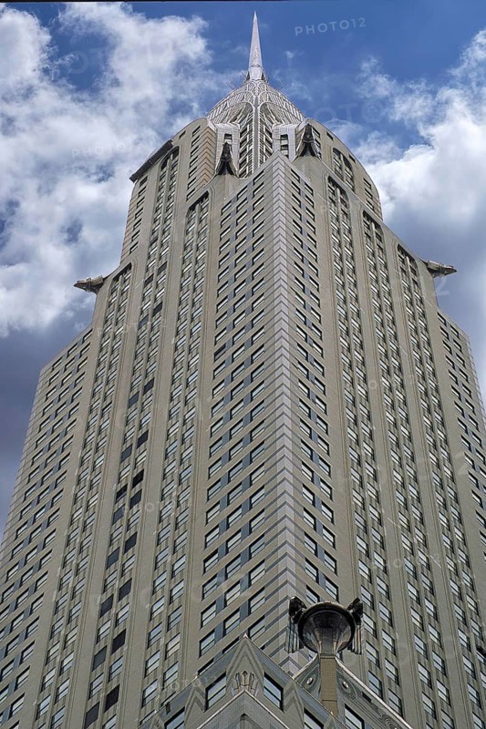 Detail of the Chrysler Building, built in 1930 in Art Deco style, Cloudy Sky, New York City, USA