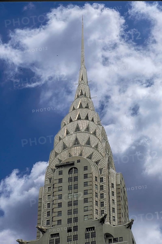 Chrysler Building, built in 1930 in Art Deco style, Cloudy Sky, New York City, USA