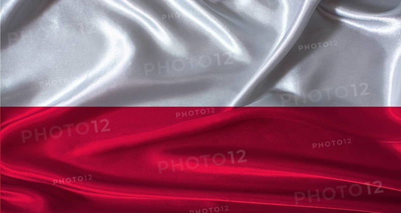 National flag of Poland with cloth texture. Poland flag with realistic texture background