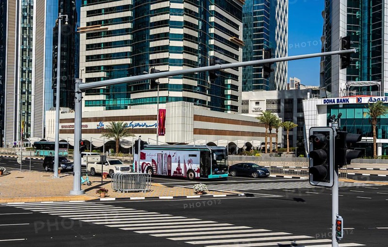 Modern architecture at a crossroads in Dohar, Qatar