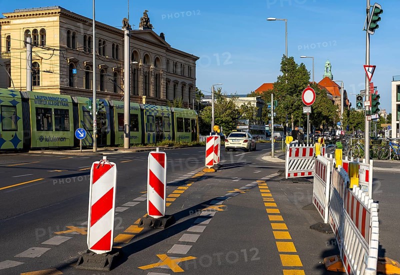 Road construction site at the Berlin Social Court, Invalidenstraße in Mitte, Berlin, Germany