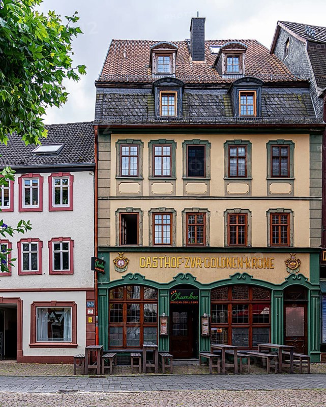 Historic house facades in the old town of Fulda, Hesse, Germany