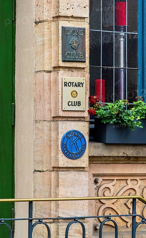 Entrance to the Lions Club and Rotary Club in Fulda, Hesse, Germany