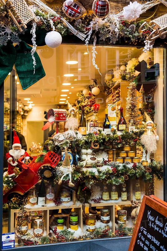 Christmassy decorated shop, Old Town, Colmar, Haut-Rhin Department, Alsace, France