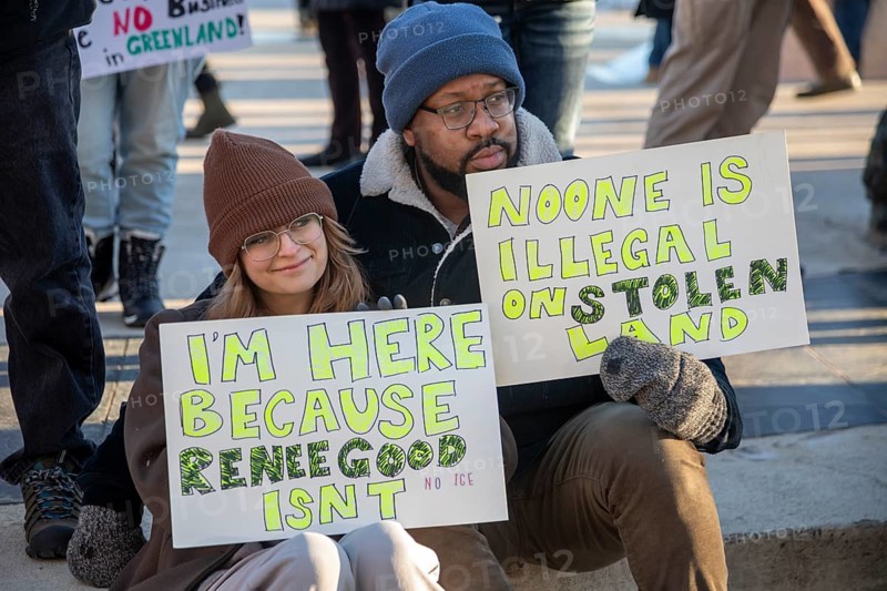 Detroit, Michigan USA - 11 January 2026 - A protest organized by Indivisible Michigan protested the killing of Renee Nichole Good in Minneapolis by a federal immigration agent