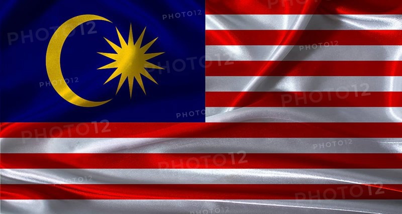 National flag of Malaysia with cloth texture. Malaysia flag with realistic texture background