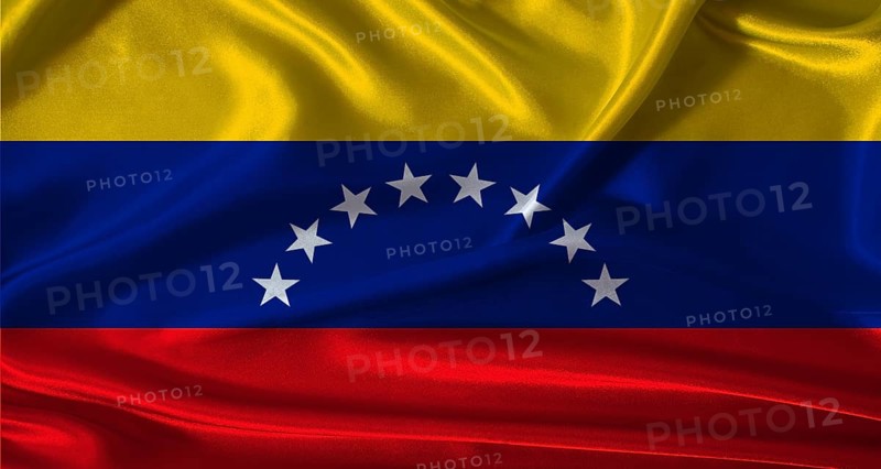 National flag of Venezuela with cloth texture. Venezuela flag with realistic texture background