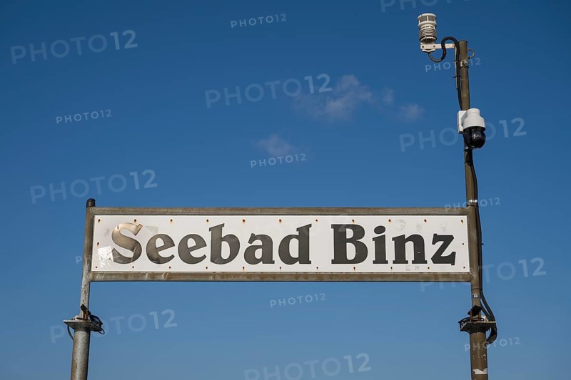 Sign Seebad Binz auf der Seebrücke, Binz, Seebad, Rügen Island, Mecklenburg-Western Pomerania, Germany