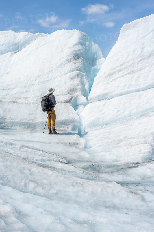 Climbers on the ice of Root Glacier, Wrangell St. Elias National Park, Alaska, USA