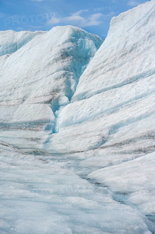 Glacial ice on Root Glacier, Wrangell St. Elias National Park, Alaska, USA