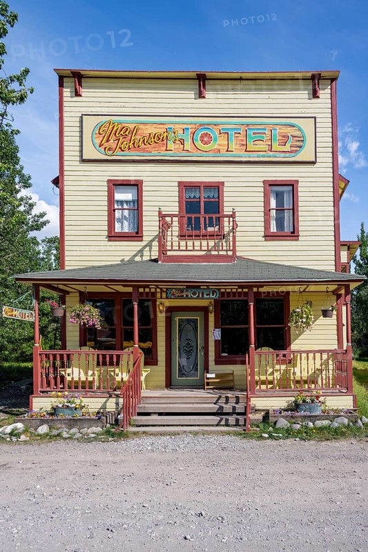 Hotel, historic building, McCarthy, Wrangell St. Elias National Park, Alaska, USA