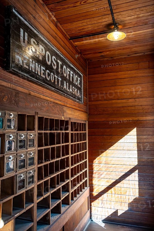 Interior view, Kennicott Restored Post Office Building, Historic Kennecott Copper Mine, National Historic Landmark, Wrangell St. Elias National Park, Alaska