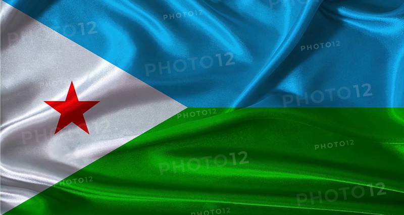 National flag of Djibouti with cloth texture. Djibouti flag with realistic texture background