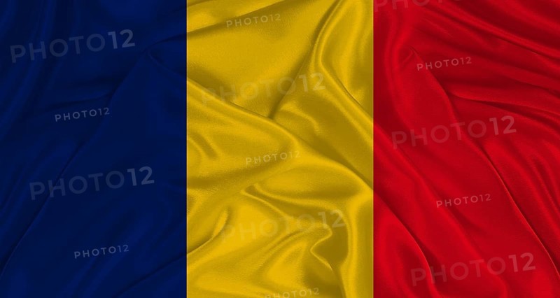Chadian flag with fabric texture. Realistic flag of Chad waving, National flag