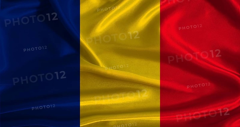Chad flag with cloth textured background. National flag of Chad with realistic texture