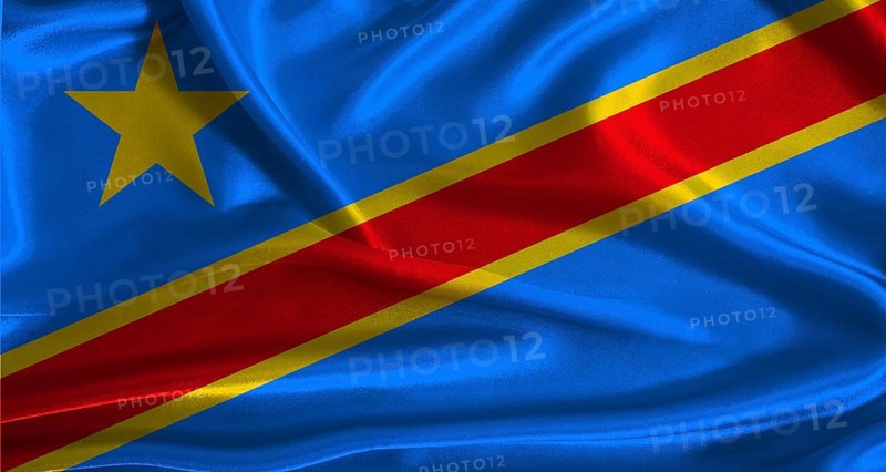 Democratic Republic of the Congo flag with cloth textured background. National flag of the Democratic Republic of the Congo with realistic texture