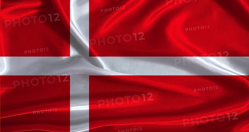 Denmark flag with cloth textured background. National flag of Denmark with realistic texture
