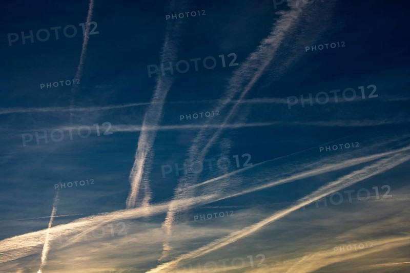 Contrails in the evening sky, Austria