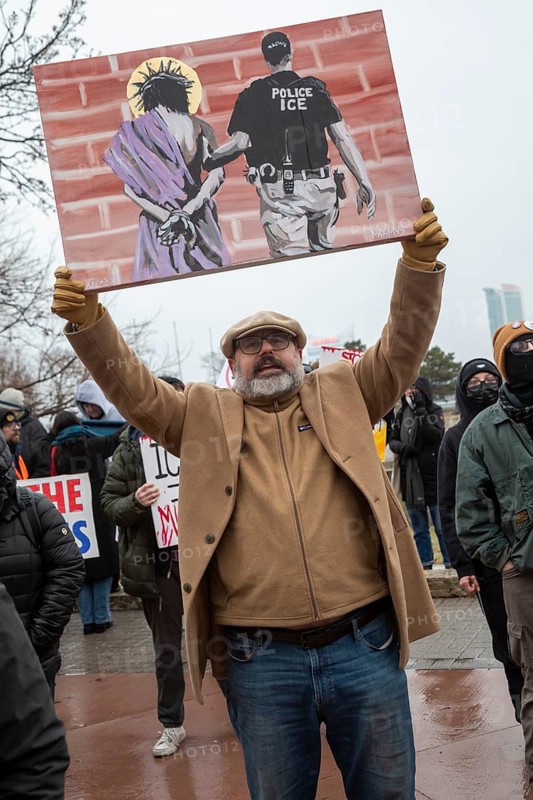 Detroit, Michigan USA - 10 January 2026 - Activists rally to protest the killing of Renee Nichole Good in Minneapolis by a federal immigration agent