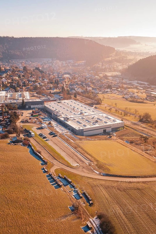 Industrial building in rural, hilly area, Glatten, Freudenstadt district, Germany