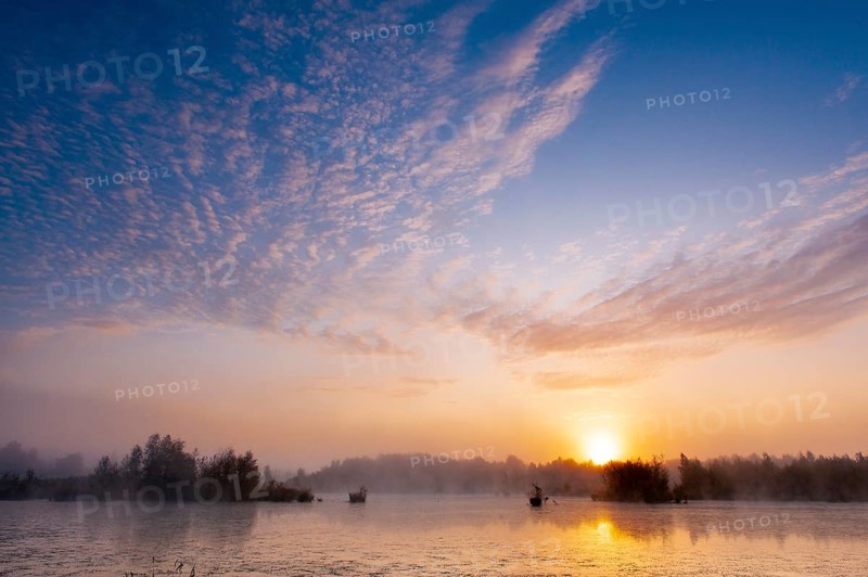 Sunrise in Goldenstedter Moor, Goldenstedt, Lower Saxony, Germany