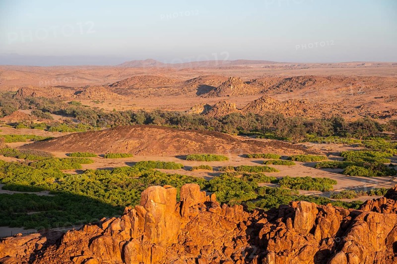 Desert landscape with riverbed of the Ugab River, Erongo, Damaraland, Namibia