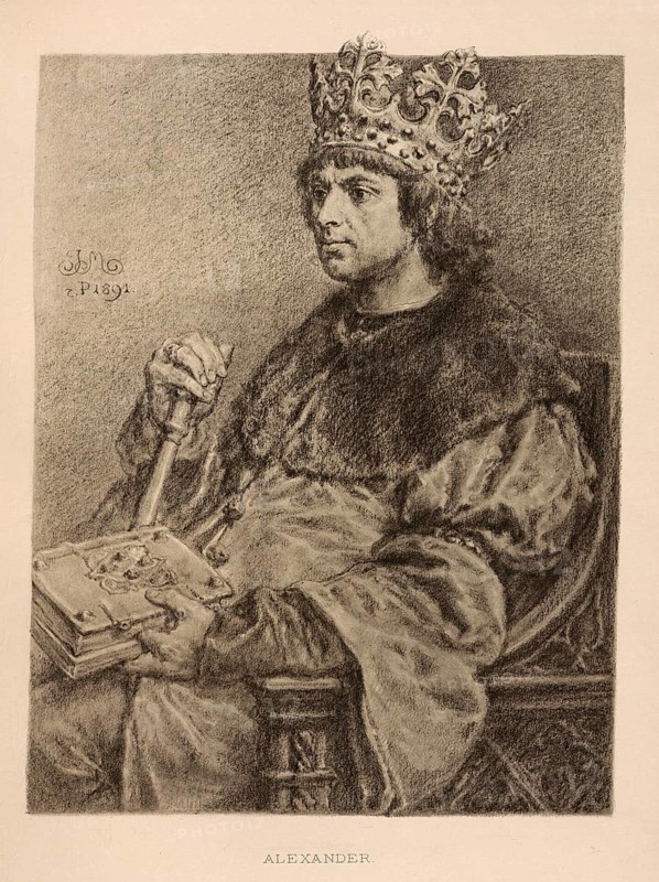 Alexander Jagiellon, (1461 - 1506), King of Poland and Grand Duke of Lithuania, authentic, digitally restored reproduction from a 19th century model, exact date of depiction unknown, Historical
