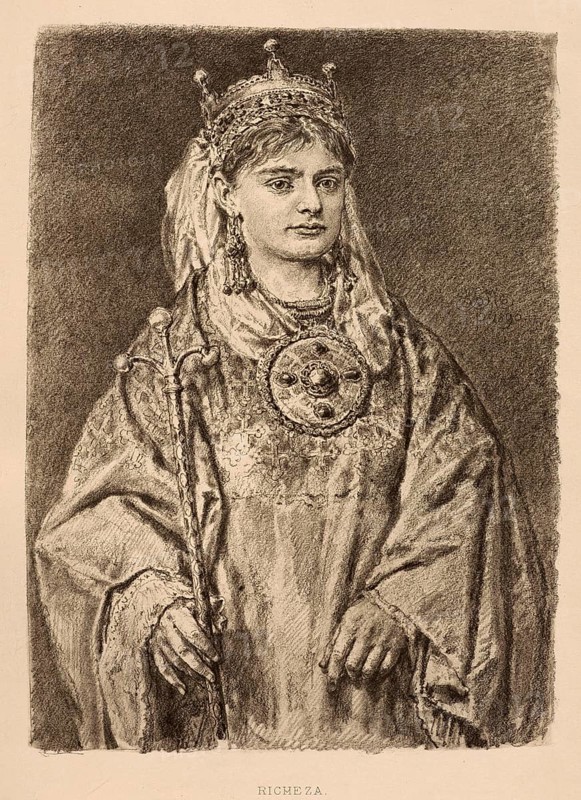 Rikissa of Poland, also known as Richeza or Ryksa Boleslawowna (born 12 April 1116, died after 25 December 1156) was a Polish princess from the Polish Piast dynasty. She was married three times, during her first and third marriages she was Queen of Sweden, authentic, digitally restored reproduction from a 19th century model, exact date of depiction unknown, Historical