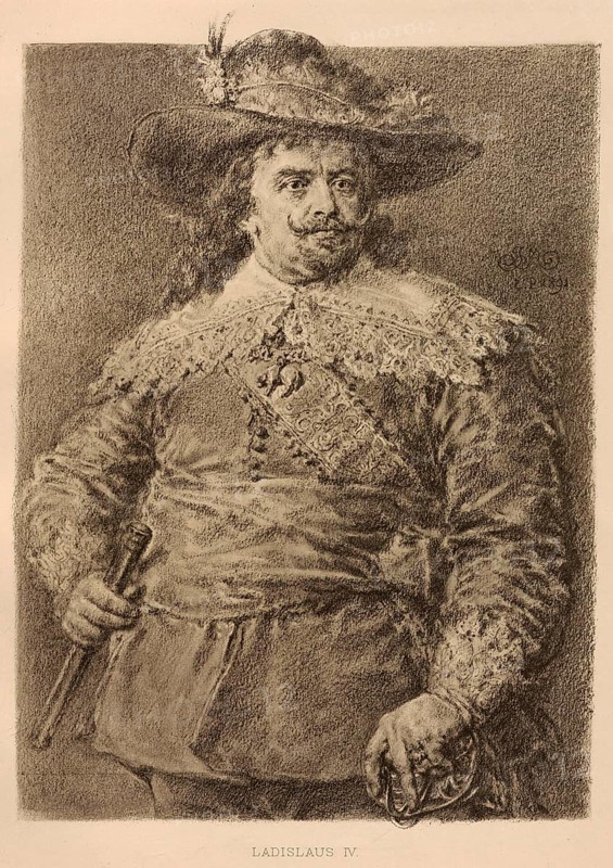 Wladyslaw IV. Wasa, Wladyslaw IV Waza, (born 9 June 1595 in Krakow, died 20 May 1648 in Merecz) was the elected King of Poland and Grand Duke of Lithuania from 1632 to 1648, ruler of the Polish-Lithuanian Commonwealth and titular King of Sweden, authentic, digitally restored reproduction from a 19th century original, exact date of depiction unknown, Historical